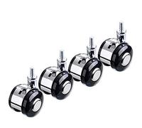 Caster Capable Of Braking Rotation, Caster M6/M8 Threaded Stem Swivel Wheels 50mm Twin Wheel Black Nylon Furniture Castors With Brake Set Of 4(M8)