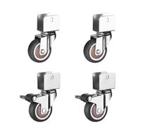 Caster wheels 1.5/2 Inch Heavy Duty Caster Wheel,4 pcs U-Shaped Splint Castor,Universal Casters for Furniture,Soft Rubber Swivel Castors with Brake,Wheels for Silent Mobile Storage Racks(1.5in U16)