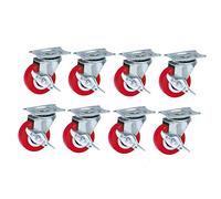 Caster Wheels,1.5 inch Nitureers Swivel Wheels with Brake Universal Silent 2Inch 50Mm 50Kg Per Wheel Trolley Scaffold Transporters for Gardenpot Base Red 8 Pcs/with Brake/2
