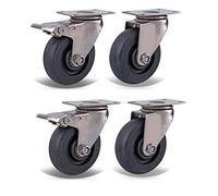 Caster Wheels - 3''/4''/5'' Steel 304 Brackets 500kg Load Silent Double Bearing High Temp Resint - Perfect for Ovens & Heavy Fur