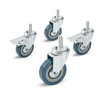 Caster wheels, 4X Heavy Duty Casters Replacement, Threaded Swivel, Smooth with Brake, for Cart, Workbench(Swivel+brake,75MM/M12)