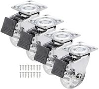 Caster wheels, 50mm Swivel Castors Wheels, 4X PU Transparent, Trolley Heavy Duty Caster for Furniture Equipment Appliances Carts Chairs Coffee Tables Flower Pots(4 Braked)
