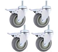 Caster Wheels 75MM/100M/125MM,Swivel Castor Wheel,Rotating Thread Casters,Gray Rubber,Each Wheel has a Load Capacity of 130kg(287lbs)
