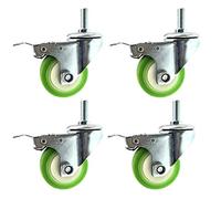 Caster Wheels 75mm/100mm/125mm,Swivel Castor Wheel Heavy Duty with Brakes,360° Rotating Threaded Rod,Set of 4 Green,Capacity 200kg(440 lbs)