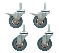 Caster Wheels 75mmSwivel Rubber Rollers 90kg Load Capacity 30mm Threaded Stem with Brake Ideal for Furniture and Moving 7.6cm Diameter