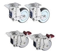 caster wheels, Caster,Heavy Duty Casters, 4 inch Thick Bracket Galvanized Spring Damping Brake Universal Wheel wear-Resistant Damping Wheel 4pcs