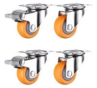 Caster Wheels for Furniture - Silent Swivel Casters with Brake, Double Wheel Design, 2 Inches - Ideal for Industrial Use