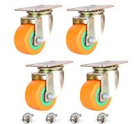 Caster wheels,furniture castors, 2 inch Polyurethane Foam Furniture Caster,360° Top Plate,Ball Bearing,Dual Locking,No Noise,Load Capacity 661lb,with Screws,for Trolley,Cabinet(Universal)