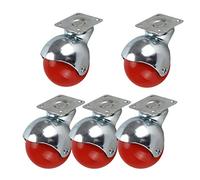 Caster wheels,furniture castors, Wheels 2" 50mm Swivel Ball Casters Wheels,Color Nylon Furniture Casters,Galvanized Bracket,Silent,Bearing 90kg,for Sofa,Chair,Coffee Table,File Cabinets(Red,5pcs)
