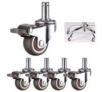 Caster wheels,furniture castors, Wheels 2in Office Chair Swivel 360° Rotation Stem Castor Wheels,Rubber Furniture Caster, Cot Castor,Swivel Chair Caster,with Brake,Smoothly & Mute,5pcs(Circlip Type)