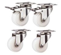 Caster wheels,furniture castors, Wheels 4 White PA Nylon Furniture Casters,Swivel Plate Castor Wheel,with 360° Top Plate & Bearing Heavy Duty,105kg Capacity,for Small Devices(Brake+universal,2in)