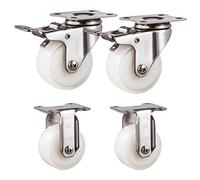 Caster wheels,furniture castors, Wheels 4 White PA Nylon Furniture Casters,Swivel Plate Castor Wheel,with 360° Top Plate & Bearing Heavy Duty,105kg Capacity,for Small Devices(Fixed+brake,2in)