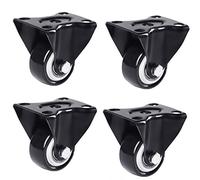 Caster wheels,furniture castors, Wheels 4pcs Swivel Furniture Caster Wheel,Castors-Polyurethane,Black,Double Bearings,Wear-Resistant,200kg Capacity,with Screw,for Coffee Table,Cabinet(Fixed,2in)