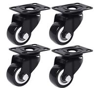 Caster wheels,furniture castors, Wheels 4pcs Swivel Furniture Caster Wheel,Castors-Polyurethane,Black,Double Bearings,Wear-Resistant,200kg Capacity,with Screw,for Coffee Table,Cabinet(Universal,1.5in)