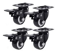 Caster wheels,furniture castors, Wheels 4pcs Swivel Furniture Caster Wheel,Castors-Polyurethane,Black,Double Bearings,Wear-Resistant,200kg Capacity,with Screw,for Coffee Table,Cabinet(Brake,1.5in)