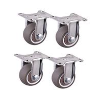 Caster wheels,furniture castors, Wheels Plate Swivel Castor with Brakes,Soft Rubber Furniture Caster,360° Mounting Top Plate,Load Capacity 120kg,for Hardwood,Carpets,4pcs,with Screws(Standard,32MM)