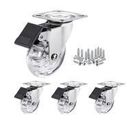 Caster wheels，Heavy duty casters， 4pcs Heavy Duty Castor Wheels, Transparent PU Rubber Swivel for Moving Furniture and Trolley, Single Wheel Load 40 kg Casters(4 Braked)