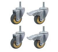 Caster wheels，Heavy duty casters， Swivel Stem Casters Wheels with Brakes, 100 mm Heavy Duty Furniture, Rubber Replacement Wheel, Silent, Office Chair Castor, Load 280KG(2 Braked+2 Swivel)