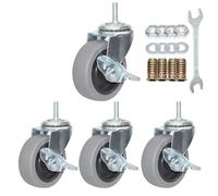 Caster Wheels, Heavy Duty Casters Threaded Stem Casters No Noise Swivel Casters Set of 4 Locking Castor Wheels for Funiture, Workbench, Carts (M8-1.25×25mm, 3 Inch)