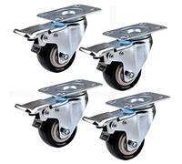 Caster wheels, Heavy duty wheels, 4 Pcs Furniture Castors Wheels Duty with Brakes Polyurethane No Noise Industrial Plate Casters,Load Capacity 180kg,for Nightstand,Trolley,She(Silver White)