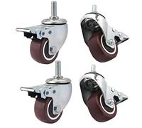 Caster wheels, Heavy duty wheels, Screw Castor, 50mm Stem Wheels M10 sockets Moving Furniture Cabinet Caster,for Trunk Trolley Sofa Strong Load-Bear Durable(Brake x4)