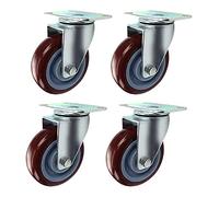 Caster Wheels Plate Casters 4 Casters 25''/75Mm/100Mm/5 Inch Swivel Castor Wheels with Brake 300Kg Universal Silent Plate Castors for Industrial Transport Troll