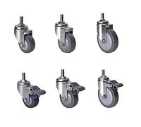 Caster wheels, PU Polyurethane Tread Universal Wheel/casters,with Brake,M12X25,Wearable,Impact, Ground Furniture Casters 1Pcs(5inch)