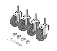 Caster Wheels Set 3 Inch Heavy Duty Casters Threaded Stem No Noise Swivel Set Of 4 Locking Castor Wheels For Funiture, Workbench for Furniture(No brakes)