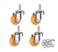 Caster Wheels Set Furniture Caster 1.5 inch Heavy Duty 120kg Orange Swivel Castor Wheels Trolley Ultra Quiet Nylon Castor Wheels Heavy Duty Casters