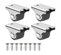 Caster Wheels Set of 4 Heavy Duty, Silent Small Rubber Castor Wheels with Black Mounting Plate, Fixed Furniture Casters for Chairs, Tables, Cabinets, DIY Home Projects, and Office Use
