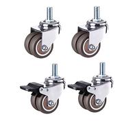 Caster Wheels,Thread Wheels M12 Silent Rubberers Double Wheel Twin Ball Niture Trolleyers Universal Swivel Brake Wheelt Rollifor Computer Desk Sofa 1.5"/2 Inch,2_Swivel_2_Brakes,3I