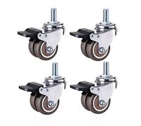 Caster Wheels,Thread Wheels M12 Silent Rubberers Double Wheel Twin Ball Niture Trolleyers Universal Swivel Brake Wheelt Rollifor Computer Desk Sofa 1.5"/2 Inch,2_Swivel_2_Brakes,3I