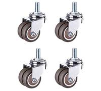 Caster Wheels,Thread Wheels M12 Silent Rubberers Double Wheel Twin Ball Niture Trolleyers Universal Swivel Brake Wheelt Rollifor Computer Desk Sofa 1.5"/2 Inch,2_Swivel_2_Brakes,3I