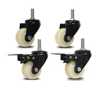 Caster Wheels,Threadeders M8 M10 M12 Stem Wheels 2 inch 50Mm Universal Swivel Nylon Nitureers with Brake 200Kg for Table Chair Bed 4 Packs