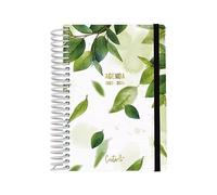 Casterli 84061 - School Diary 2023-24. Day Page, Size A6 (11 x 16 cm), Lined Cover, Gold Stamping and Rubber. Inner Paper 70 g. White Plastic Spiral Binding.