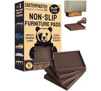 CasterMaster 5x5 Square Rubber Furniture Caster Cups with Anti-Sliding Floor Grip (Set of 4)