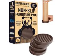 CasterMaster Non Slip Furniture Pads for Hardwood Floors - 2x2 Brown Round Rubber Feet for Furniture - Anti Slip Couch Stoppers to Prevent Sliding - Floor Protectors (Set of 4)