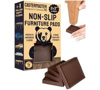 CasterMaster Non Slip Furniture Pads- 2x2 Square Rubber Anti Skid Caster Cups, Leg Coasters- Couch, Chair, Feet, and Bed Stoppers- Anti-Sliding Floor Protectors for Furniture (Set of 4) Brown