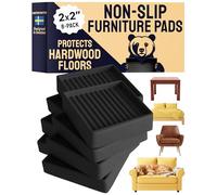 CasterMaster Non-Slip Furniture Pads Square Rubber Anti-Skid Caster Cups, Anti-Sliding Floor Protectors for Furniture (Black, 2'' x 2'' (Pack of 8))