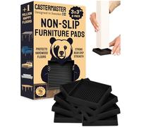 CasterMaster Non-Slip Furniture Pads Square Rubber Anti-Skid Caster Cups, Anti-Sliding Floor Protectors for Furniture (Black, 3'' x 3'' (Pack of 8))