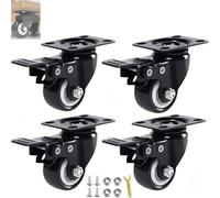 Casters, 1.5" Casters, Set of 4 Heavy Duty Casters, Noiseless Wheels, Heavy Duty Computer Gaming Table Casters, Rolls Smoothly and Safely on All Floors, Including Hardwood and Carpet(C)