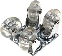 Casters 2 Inch/50 Mm Chair Dual Ball Shaft Caster Wheels Noiseless Rubber Clear Heavy Duty(4pcs)