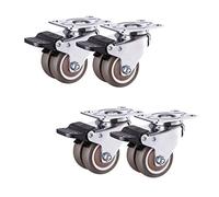 Casters 4pcs Heavy Duty Double Wheel Polypropylene 1.5" Small Wheel 2"Furniture Caster with Brakes Rubber Casters Mute Swivel Castor Accessory for Office Chair,Coffee Table,Trolley (Directional 1.5i