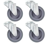 Casters Bolt-Hole Swivel 75mm Grey TPR Zinc-Coated Iron M10 8pcs 92mm Floor-Safe