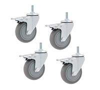 Casters, caster wheels, wheels for furniture, Set of 4 Swivel Stem Furniture Caster,Mount M12x30mm,Heavy Duty,Mute,Replacement for Carts(Brake,5in)