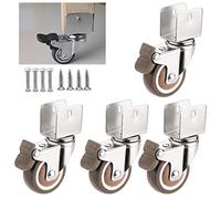 Casters Replacement Castor Wheels,Furniture Swivel,2" Caster with Dual Locking,50mm Small Rubber with U-Shaped Bracket, Castors for Baby Bed,Load 75Kg,4Pcs,w(Brake,20mm/0.8in)