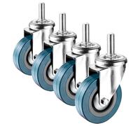 Casters Set Of 4 Dual Locking M10 M12 Threaded Stem 2.5in 3in Swivel Caster Wheels Moving Silent Shock Absorpt Fur Castors Replacement Foot Wheel With Brakes Load 260Lbs