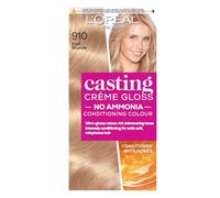 Casting 910 Iced Blonde: A no-ammonia, semi-permanent hair colour lasting 32 washes. Blends greys and leaves hair 3x glossier, 4x silkier for a stunning iced blonde.