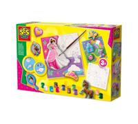 SES Creative 01349 - Casting and painting - Canvases to paint princesses 3x, detailed mould and bright paint, fast-drying plaster, for children 5 years and older