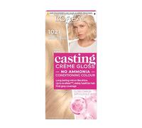 Casting Crème Gloss 1021 Pearly Light Blonde: This no-ammonia, semi-permanent hair colour lasts 32 washes. Achieve up to 3x glossier, 4x silkier, healthier hair with a shimmering pearly light blonde.